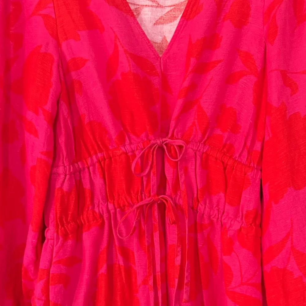 KATE SPADE X TARGET Pink Red Floral Midi Dress XXS Long Sleeve Feminine - Picture 4 of 9